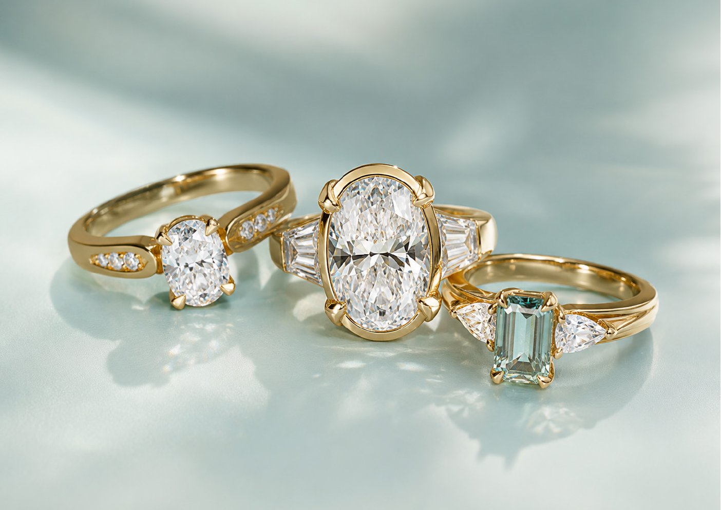 Three bespoke gold rings