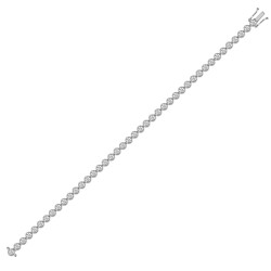 18ct White Gold 2.00ct Rub-over Natural Diamond Line Bracelet