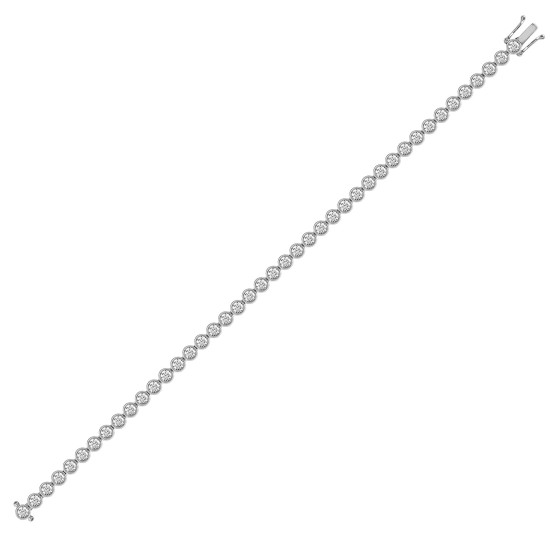 18ct White Gold 8.00ct Rub-over Natural Diamond Line Bracelet