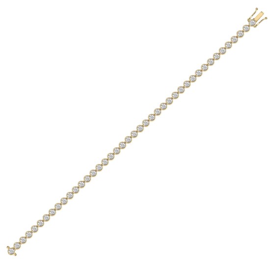 18ct Yellow Gold 8.00ct Rub-over Natural Diamond Line Bracelet