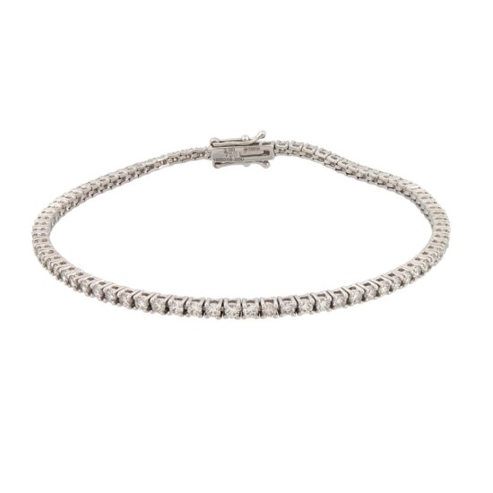 18ct White Gold 2.00ct Claw Set Natural Diamond Line Bracelet