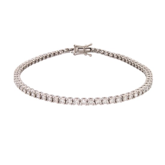 18ct White Gold 3.00ct Claw Set Natural Diamond Line Bracelet
