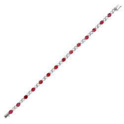 18ct White Gold Natural Diamond And Ruby Bracelet