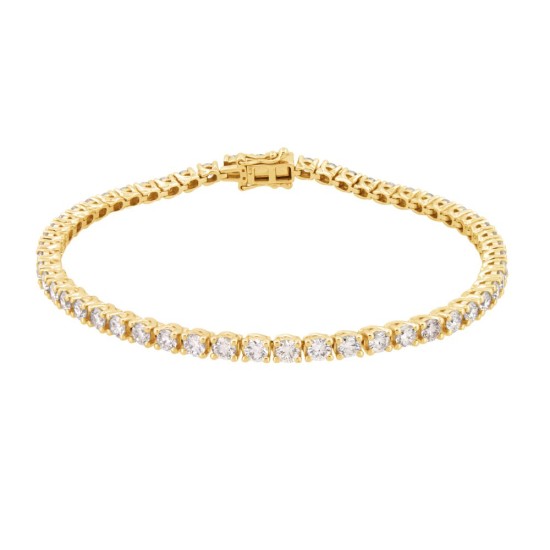 18ct Yellow Gold 4.00ct Claw Set Natural Diamond Line Bracelet