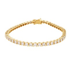 18ct Yellow Gold 5.00ct Claw Set Natural Diamond Line Bracelet