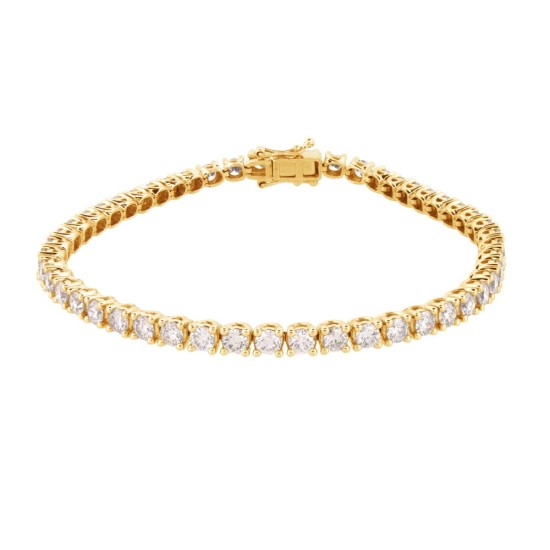 18ct Yellow Gold 5.00ct Claw Set Natural Diamond Line Bracelet