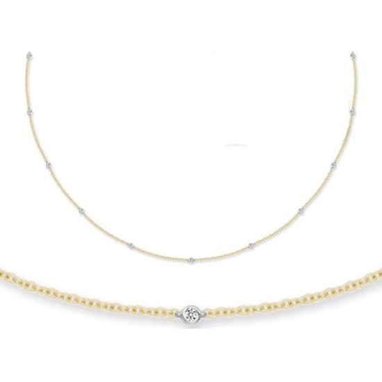 18ct White And Yellow Gold Natural Diamond Chain