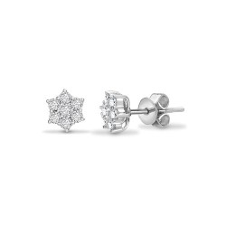 18ct White Gold 1.50cts Natural Diamond Cluster Earrings