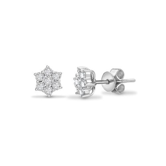 18ct White Gold 1.50cts Natural Diamond Cluster Earrings