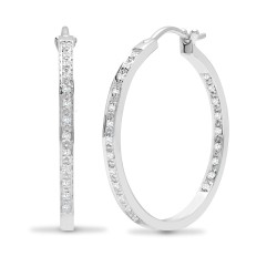 18ct White gold 27pt Natural Diamond creole Hoop Earrings.