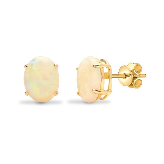 18ct yellow gold opal 2.04ct stud earrings.