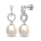 18ct White gold 42pt Natural Diamond and pearl drop stud earrings.