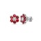 18ct White gold Natural Diamond 21pt and ruby 1.80ct stud earrings.