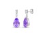 18ct White gold Natural Diamond 5pt and amethyst 2.30ct drop stud earrings.