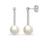 18ct White gold 12pt Natural Diamond and pearl drop stud earrings.