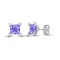 18ct White gold Natural Diamond 10pt and amethyst 2.09ct stud earrings.