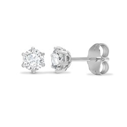 18ct White Gold 1.00ct 6 Claw Natural Diamond Soli Stud Earrings