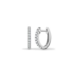18ct White 0.14ct Natural Diamond Oval Huggie Earrings