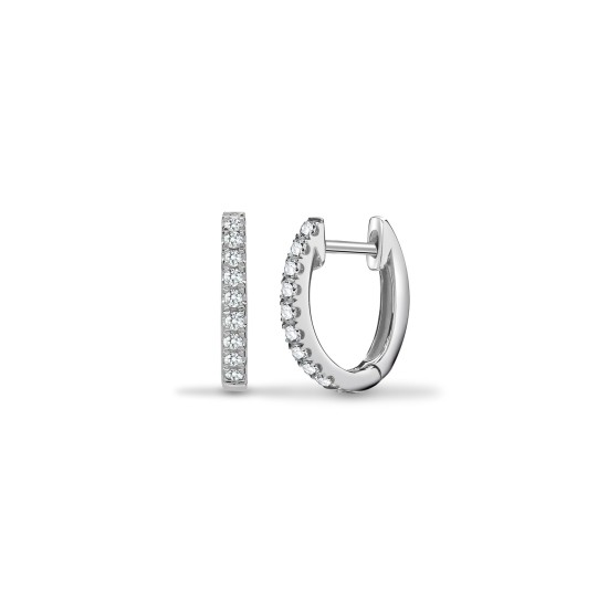 18ct White 0.14ct Natural Diamond Oval Huggie Earrings