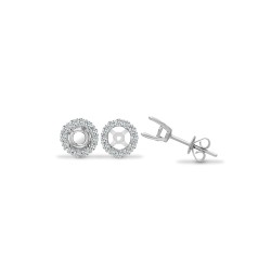 18ct White 0.57ct Natural Diamond Stud earrings Cuffs - Holds 1.00ct Total