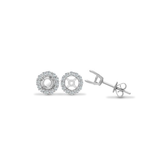 18ct White 0.57ct Natural Diamond Stud earrings Cuffs - Holds 1.00ct Total