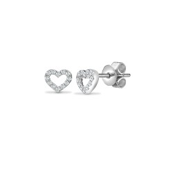 18ct White 0.14ct Natural Diamond Heart Earrings