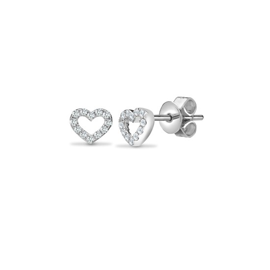 18ct White 0.14ct Natural Diamond Heart Earrings
