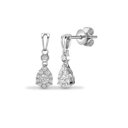 18ct White 0.38ct Natural Diamond Pear Shape Drop Earrings