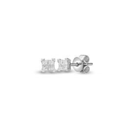 18ct White 0.34ct Natural Diamond 4 x Princess Cut Stud Earrings