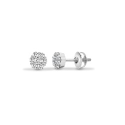 18ct White 0.50ct Natural Diamond 7 Stone Cluster Earrings