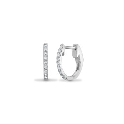 18ct White 0.14ct Natural Diamond Claw Half Set Hoop Earrings
