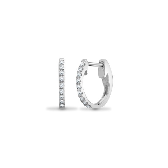 18ct White 0.14ct Natural Diamond Claw Half Set Hoop Earrings