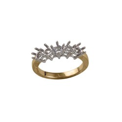 18ct Yellow and white 1.50ct 5 Stone Natural Diamond Ring Mount