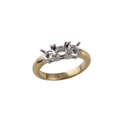 18ct Yellow/White 1.50ct Natural Diamond Claw Set Trilogy Ring Mount