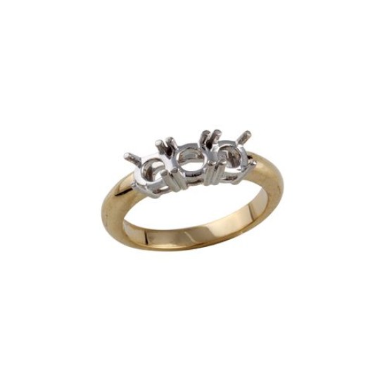 18ct Yellow/White 1.50ct Natural Diamond Claw Set Trilogy Ring Mount