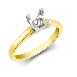 18ct Yellow Gold 1.00ct Princess Cut Solitaire Plain Wed-fit Ring Mount - Stock Size N