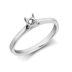 18ct White Gold 25pts Solitaire Plain Wed-fit Ring Mount - Stock Size N