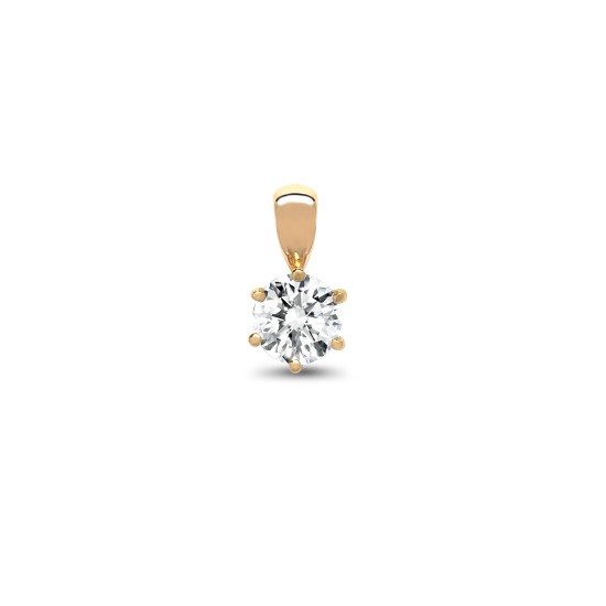 18ct Yellow Gold 50pt 6 Claw Natural Diamond Solitaire Pendant