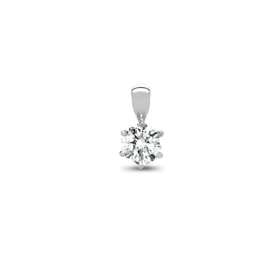 18ct White Gold 35pt 6 Claw Natural Diamond Solitaire Pendant