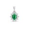 18ct White Gold Natural Diamond And Emerald Pendant