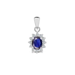 18ct White Gold Natural Diamond And Sapphire Pendant
