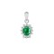 18ct White Gold Natural Diamond And Emerald Pendant