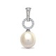 18ct White Gold Natural Diamond And Pearl Pendant