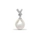 18ct White Gold Natural Diamond And Pearl Pendant