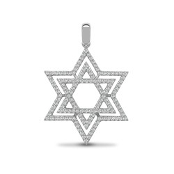 18ct White Gold Natural Diamond Star of David Pendant - 0.60ct