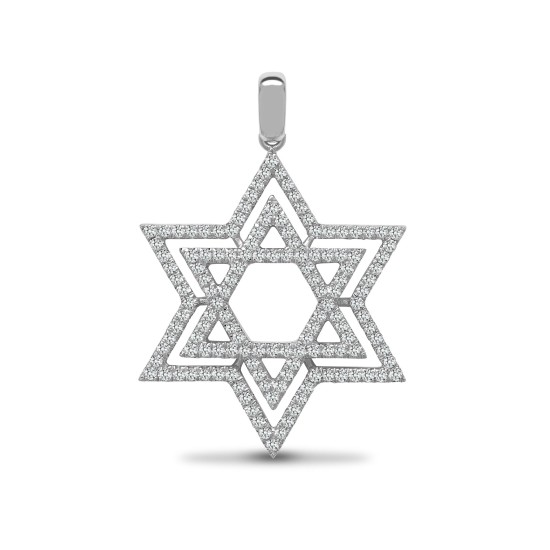 18ct White Gold Natural Diamond Star of David Pendant - 0.60ct