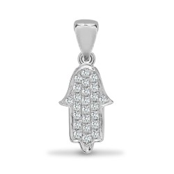 18ct 2 Col 0.14ct Natural Diamond Hamsa Pendant
