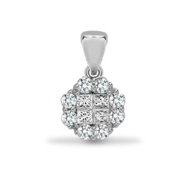 18ct White 1.00ct Round & Princess Cut Natural Diamond Pendant