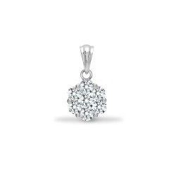 18ct White 0.50ct Natural Diamond 7 Stone Cluster Pendant