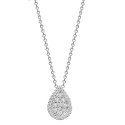 18ct White 0.55ct Natural Diamond Cluster Pear Shape Slider Pendant